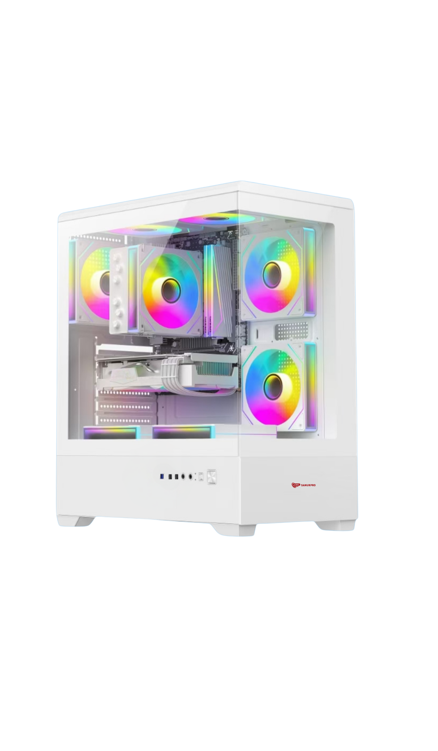 CASING SANURPRO GAMING GLASS 365-05 HITAM DAN PUTIH (ITX / M-ATX / ATX / E-ATX)